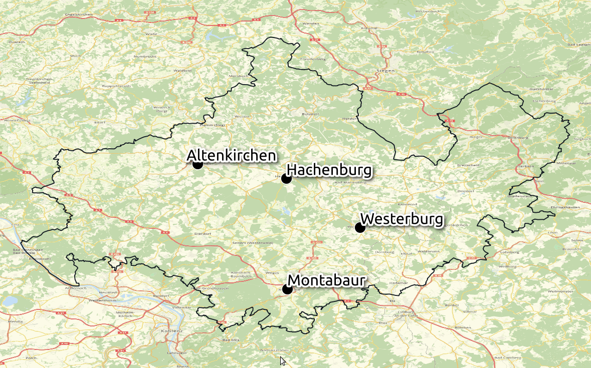 Karte Region Westerwald © Open Street Map - CC-BY-SA 2.0